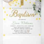 Doopsgezinde engelen genderneutrale drievoudige ui drieluik uitnodiging (Binnenkant midden)