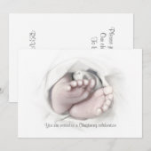 Doopuitnodiging baby feet potloodschets kaart (Voorkant / Achterkant)