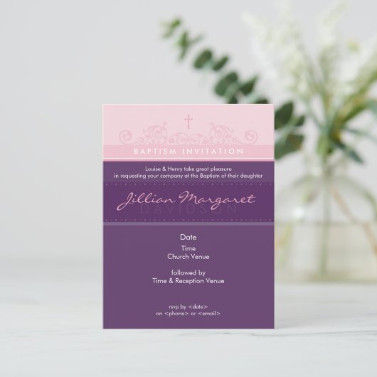 DOOPUITNODIGING:: elegant 2 Uitnodiging Briefkaart (Staand voorkant)