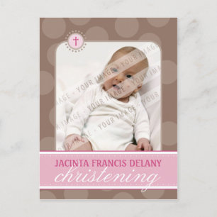 DOOPUITNODIGING:: polka dot - roze Uitnodiging Briefkaart