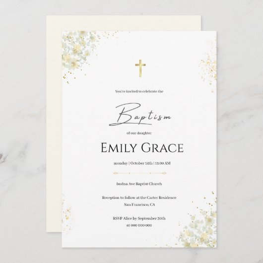 Doopuitnodiging Sjabloon Nodig doop uit Kaart (Voorkant / Achterkant)