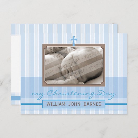 DOOPUITNODIGING:: stijlvolle streep 1 Uitnodiging Briefkaart (Voorkant / Achterkant)