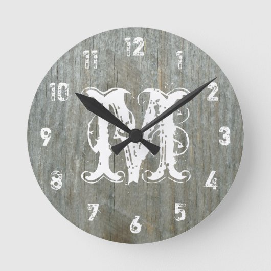 Door Barn Wood geïnspireerde monogram klok (Voorkant)