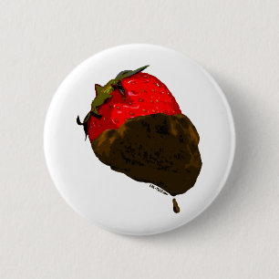 Door chocolade gedekte aardbei ronde button 5,7 cm