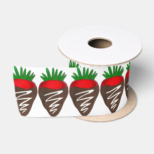 Door chocolade gedekte aardbeiaardbeien Koolstof Lint