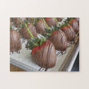 Door chocolade gedekte aardbeien Puzzle Legpuzzel