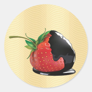 Door chocolade gedekte aardbeien ronde sticker
