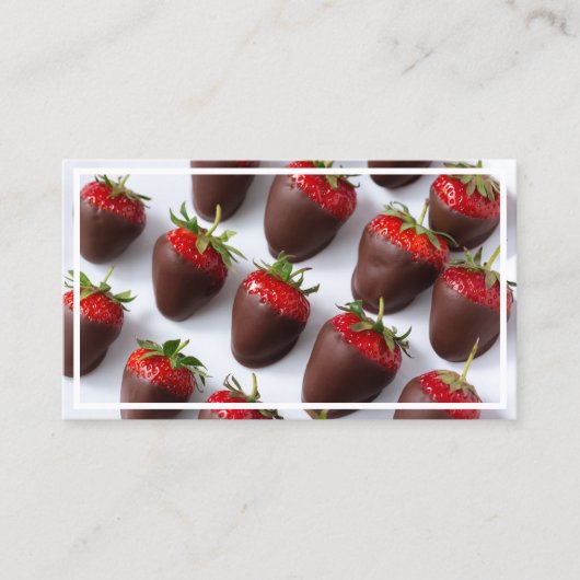 Door chocolade gedoopte aardbeien visitekaartje (Voorkant)