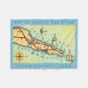 Door County Kaart Vakantie Deken