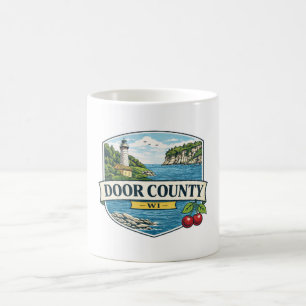 Door County, WI Vuurtoren en Lake MichiganMagneet Koffiemok
