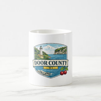 Door County, WI Vuurtoren en Lake MichiganMagneet Koffiemok