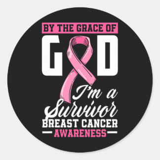 Door de Grace God ben ik een overlevende borstkank Ronde Sticker