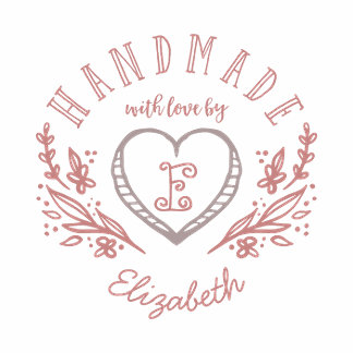 Door de hand getekend Hart & Floral, aangepast mon Ronde Sticker