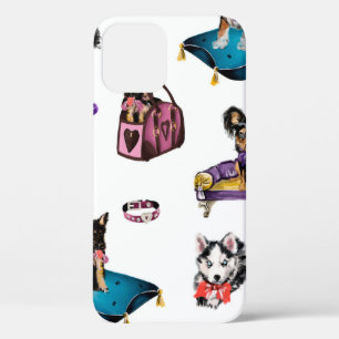 Door de hand getekende cartoon schetsen naadloze h iPhone 12 hoesje