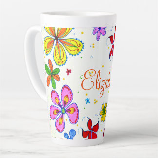 Door de hand getekende Floral op maat Latte Mok
