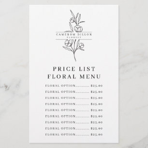 Door de hand getekende Florist Flower Winop Prijsl Flyer