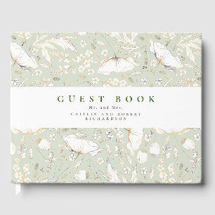 Door de hand getekende wilde bloemen Elegant Sage  Gastenboek