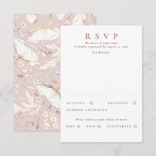 Door de hand getekende wilde bloemen Gold Wedding  RSVP Kaartje