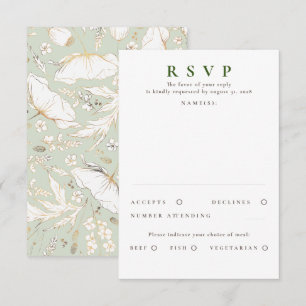 Door de hand getekende wilde bloemen Gold Wedding  RSVP Kaartje