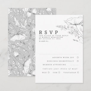 Door de hand getekende wilde bloemen Wedding RSVP