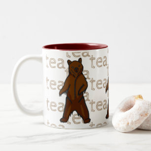 Door de hand getrokken artistiek Wild Grizzly Brow Tweekleurige Koffiemok