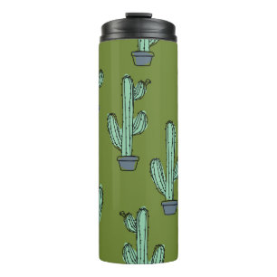 Door de hand getrokken cactuurpatroon thermosbeker