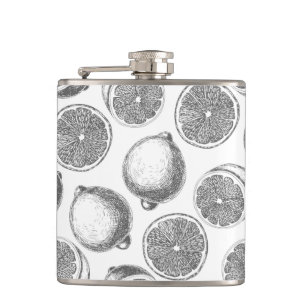 Door de hand getrokken citroenpatroon heupfles