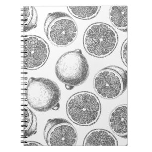 Door de hand getrokken citroenpatroon notitieboek