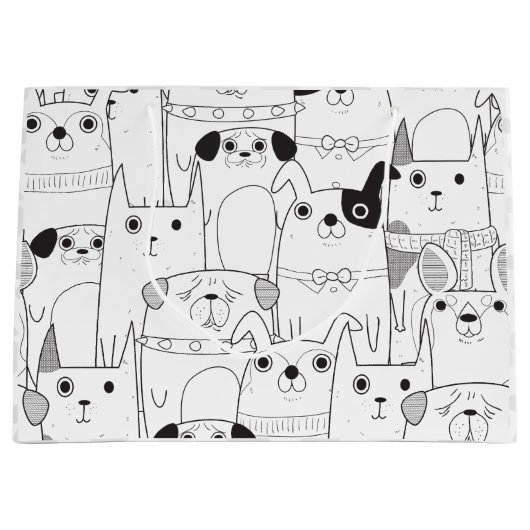 Door de hand getrokken honden en katten groot cadeauzakje (Voorkant)