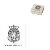 Door de hand getrokken leeuw met kroon | Ex Libris Rubberstempel (Gestempeld)