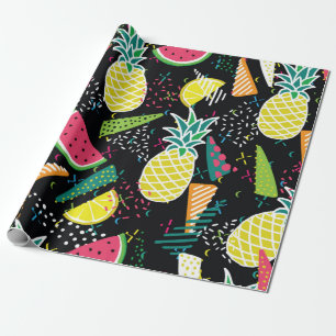 Door de hand getrokken naadloos patroon met waterm cadeaupapier