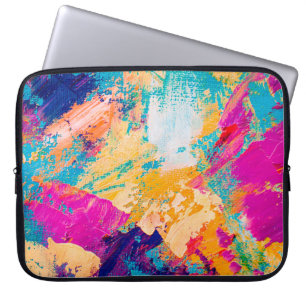 Door de hand getrokken oliesschilderij. Abstracte Laptop Sleeve
