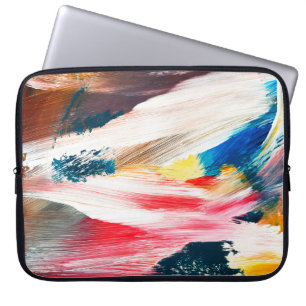 Door de hand getrokken oliesschilderij. Abstracte Laptop Sleeve