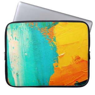 Door de hand getrokken oliesschilderij. Abstracte Laptop Sleeve