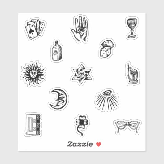 door de hand getrokken sticker set (Vel)