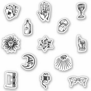 door de hand getrokken sticker set
