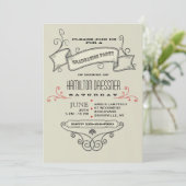 Door de hand getrokken uitnodiging van het Afstude (Staand voorkant)