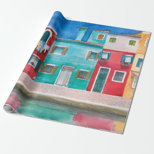Door de hand getrokken waterverf Italië landschap Cadeaupapier