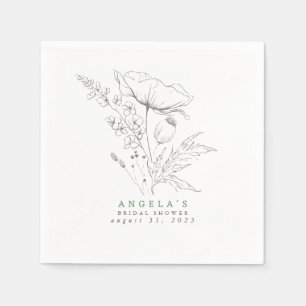 Door de hand getrokken wilde bloemen Elegant Minim Servet