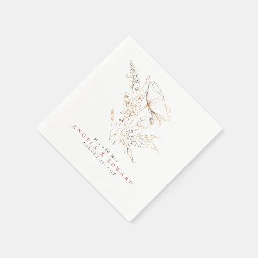 Door de hand getrokken wilde bloemen Elegant minim Servet (Hoek)