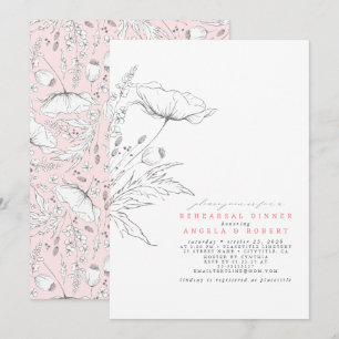 Door de hand getrokken wilde bloemen Elegant repet Kaart