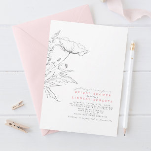 Door de hand getrokken wilde bloemen Elegant Roze Kaart