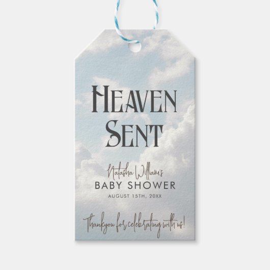 Door de hemel gezonden wolken lucht hemels babyfee cadeaulabel (Voorkant)