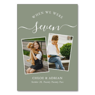 Door de jaren heen Koppel Foto Wedding Modern Tabl Kaart