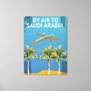 Door de lucht naar Saudi-Arabië: Vintage Travel p Canvas Afdruk