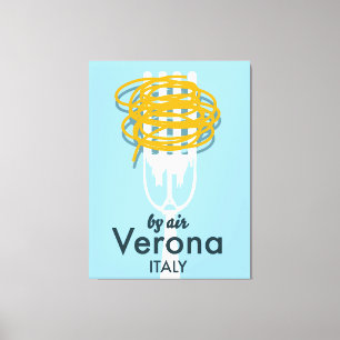 Door de lucht Verona Italië retro-reisposter. Canvas Afdruk