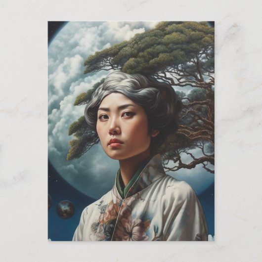 Door de maan briefkaart (Voorkant)