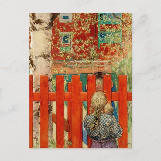 door de omheining briefkaart (Voorkant)