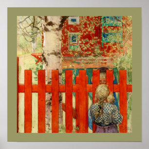 door de omheining poster