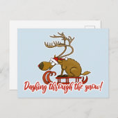 Door de sneeuw heen stuiven Kerstkaart Feestdagenkaart (Voorkant / Achterkant)